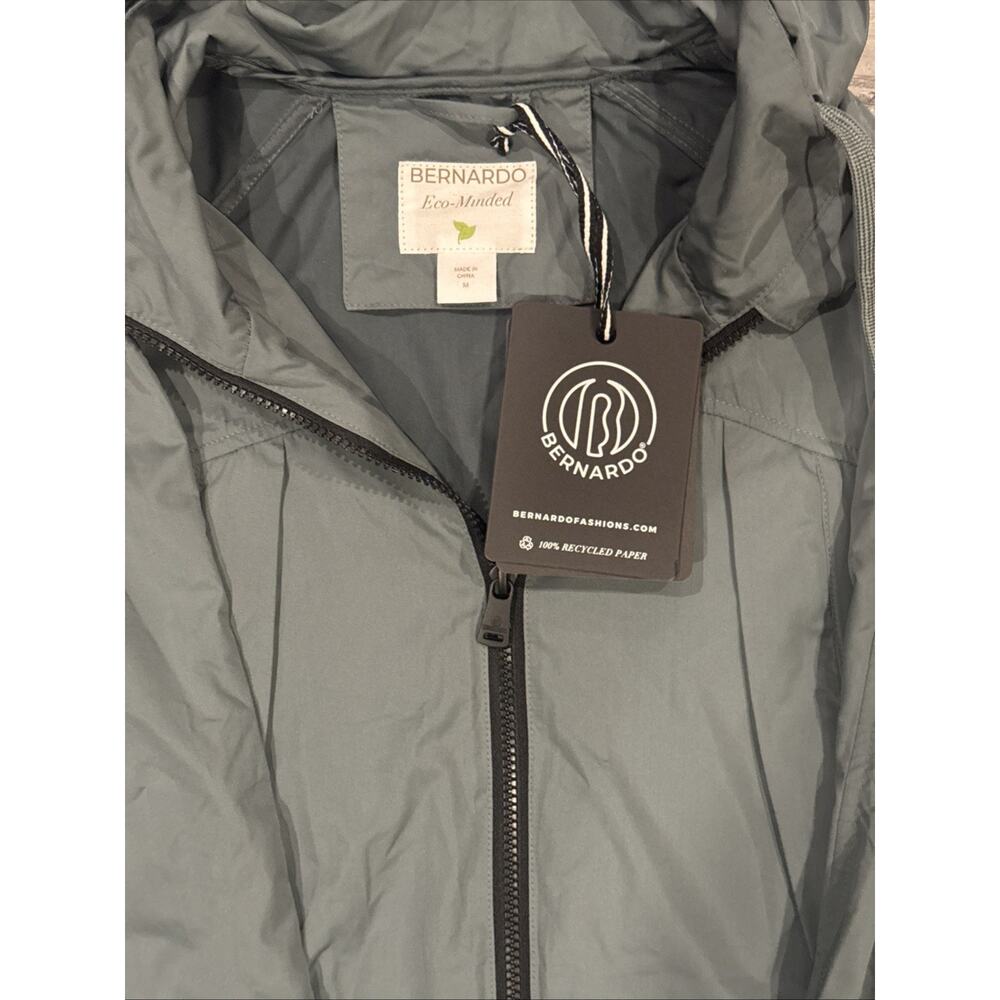 NEW Bernardo Eco-Minded Hooded Lightweight Jacket Women’s Medium Green Zip Front - Picture 4 of 9
